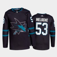 Adidas San Jose Sharks #53 Nicolas Meloche Men's 2021-22 Alternate Authentic NHL Jersey - Black