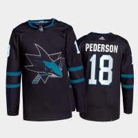 Adidas San Jose Sharks #18 Lane Pederson Men's 2021-22 Alternate Authentic NHL Jersey - Black