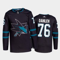Adidas San Jose Sharks #76 Jonathan Dahlen Men's 2021-22 Alternate Authentic NHL Jersey - Black