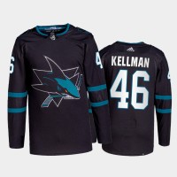 Adidas San Jose Sharks #46 Joel Kellman Men's 2021-22 Alternate Authentic NHL Jersey - Black