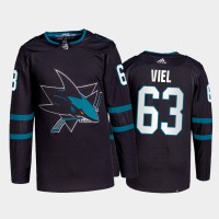 Adidas San Jose Sharks #63 Jeffrey Viel Men's 2021-22 Alternate Authentic NHL Jersey - Black