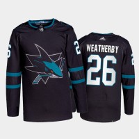 Adidas San Jose Sharks #26 Jasper Weatherby Men's 2021-22 Alternate Authentic NHL Jersey - Black
