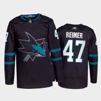 Adidas San Jose Sharks #47 James Reimer Men's 2021-22 Alternate Authentic NHL Jersey - Black
