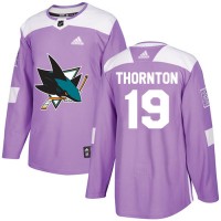 Adidas San Jose Sharks #19 Joe Thornton Purple Authentic Fights Cancer Stitched NHL Jersey