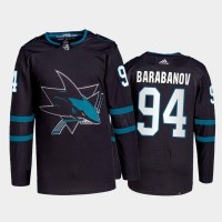 Adidas San Jose Sharks #94 Alexander Barabanov Men's 2021-22 Alternate Authentic NHL Jersey - Black