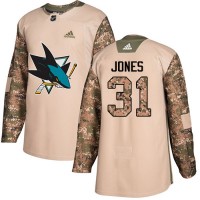 Adidas San Jose Sharks #31 Martin Jones Camo Authentic 2017 Veterans Day Stitched NHL Jersey