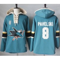 San Jose Sharks #8 Joe Pavelski Teal Pullover Hoodie Stitched NHL Jersey