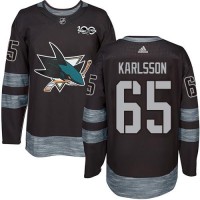 Adidas San Jose Sharks #65 Erik Karlsson Black 1917-2017 100th Anniversary Stitched NHL Jersey
