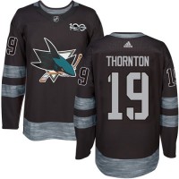 Adidas San Jose Sharks #19 Joe Thornton Black 1917-2017 100th Anniversary Stitched NHL Jersey