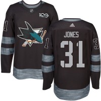 Adidas San Jose Sharks #31 Martin Jones Black 1917-2017 100th Anniversary Stitched NHL Jersey