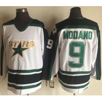 Dallas Stars #9 Mike Modano Stitched White CCM Throwback NHL Jersey