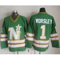 Dallas Stars #1 Gump Worsley Green CCM Throwback Stitched NHL Jersey