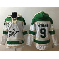 Dallas Stars #9 Mike Modano White Sawyer Hooded Sweatshirt Stitched NHL Jersey