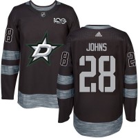Adidas Dallas Stars #28 Stephen Johns Black 1917-2017 100th Anniversary Stitched NHL Jersey