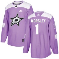 Adidas Dallas Stars #1 Gump Worsley Purple Authentic Fights Cancer Stitched NHL Jersey