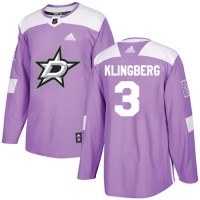 Adidas Dallas Stars #3 John Klingberg Purple Authentic Fights Cancer Stitched NHL Jersey