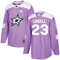 Adidas Dallas Stars #23 Esa Lindell Purple Authentic Fights Cancer Stitched NHL Jersey