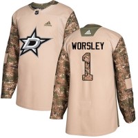 Adidas Dallas Stars #1 Gump Worsley Camo Authentic 2017 Veterans Day Stitched NHL Jersey