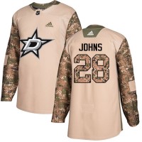 Adidas Dallas Stars #28 Stephen Johns Camo Authentic 2017 Veterans Day Stitched NHL Jersey