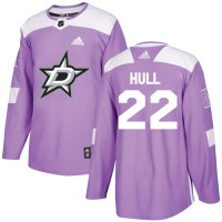 Adidas Dallas Stars #22 Brett Hull Purple Authentic Fights Cancer Stitched NHL Jersey