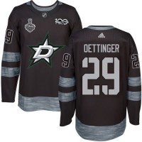 Adidas Dallas Stars #29 Jake Oettinger Black 1917-2017 100th Anniversary 2020 Stanley Cup Final Stitched NHL Jersey