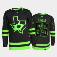 Adidas Dallas Stars #55 Thomas Harley Men's 2021-22 Alternate Authentic NHL Jersey - Black