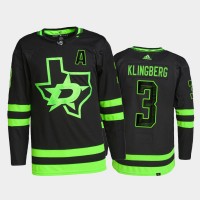 Adidas Dallas Stars #3 John Klingberg Men's 2021-22 Alternate Authentic NHL Jersey - Black