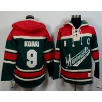 Minnesota Wild #9 Mikko Koivu Green/Red Sawyer Hooded Sweatshirt Stitched NHL Jersey