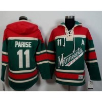 Minnesota Wild #11 Zach Parise Green/Red Sawyer Hooded Sweatshirt Stitched NHL Jersey