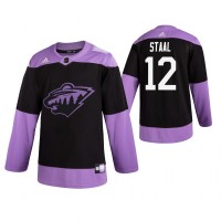 Adidas Minnesota Wild #12 Eric Staal Men's Black Hockey Fights Cancer Practice NHL Jersey