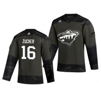 Minnesota Minnesota Wild #16 Jason Zucker Adidas 2019 Veterans Day Men's Authentic Practice NHL Jersey Camo
