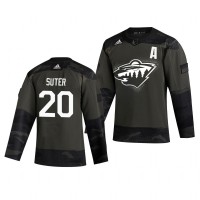 Minnesota Minnesota Wild #20 Ryan Suter Adidas 2019 Veterans Day Men's Authentic Practice NHL Jersey Camo