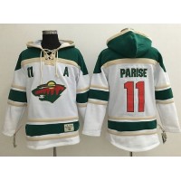 Minnesota Wild #11 Zach Parise White Sawyer Hooded Sweatshirt Stitched NHL Jersey