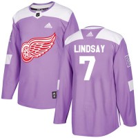 Adidas Detroit Red Wings #7 Ted Lindsay Purple Authentic Fights Cancer Stitched NHL Jersey