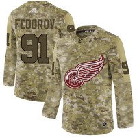 Adidas Detroit Red Wings #91 Sergei Fedorov Camo Authentic Stitched NHL Jersey