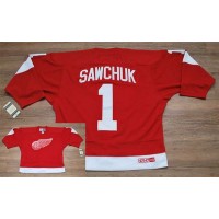 Detroit Red Wings #1 Terry Sawchuk Stitched Red CCM Throwback NHL Jersey