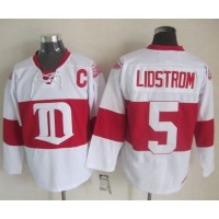 Detroit Red Wings #5 Nicklas Lidstrom White Winter Classic CCM Throwback Stitched NHL Jersey