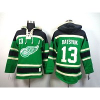 Detroit Red Wings #13 Pavel Datsyuk Green St. Patrick's Day McNary Lace Hoodie Stitched NHL Jersey