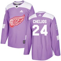 Adidas Detroit Red Wings #24 Chris Chelios Purple Authentic Fights Cancer Stitched NHL Jersey