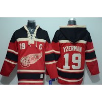 Detroit Red Wings #19 Steve Yzerman Red Sawyer Hooded Sweatshirt Stitched NHL Jersey
