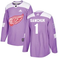 Adidas Detroit Red Wings #1 Terry Sawchuk Purple Authentic Fights Cancer Stitched NHL Jersey