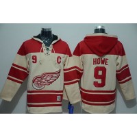 Detroit Red Wings #9 Gordie Howe Cream Sawyer Hooded Sweatshirt Stitched NHL Jersey