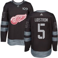 Adidas Detroit Red Wings #5 Nicklas Lidstrom Black 1917-2017 100th Anniversary Stitched NHL Jersey