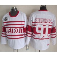 Detroit Red Wings #91 Sergei Fedorov White 75TH CCM Stitched NHL Jersey