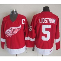Detroit Red Wings #5 Nicklas Lidstrom Red CCM Throwback Stitched NHL Jersey