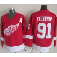 Detroit Red Wings #91 Sergei Fedorov Red CCM Throwback Stitched NHL Jersey
