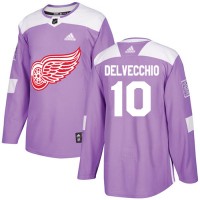 Adidas Detroit Red Wings #10 Alex Delvecchio Purple Authentic Fights Cancer Stitched NHL Jersey