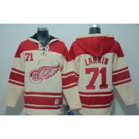 Detroit Red Wings #71 Dylan Larkin Cream Sawyer Hooded Sweatshirt Stitched NHL Jersey