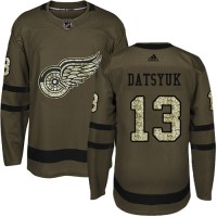 Adidas Detroit Red Wings #13 Pavel Datsyuk Green Salute to Service Stitched NHL Jersey