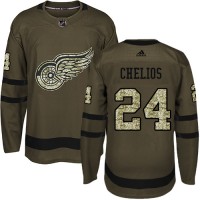 Adidas Detroit Red Wings #24 Chris Chelios Green Salute to Service Stitched NHL Jersey